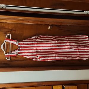 Game Bibs red and white overalls